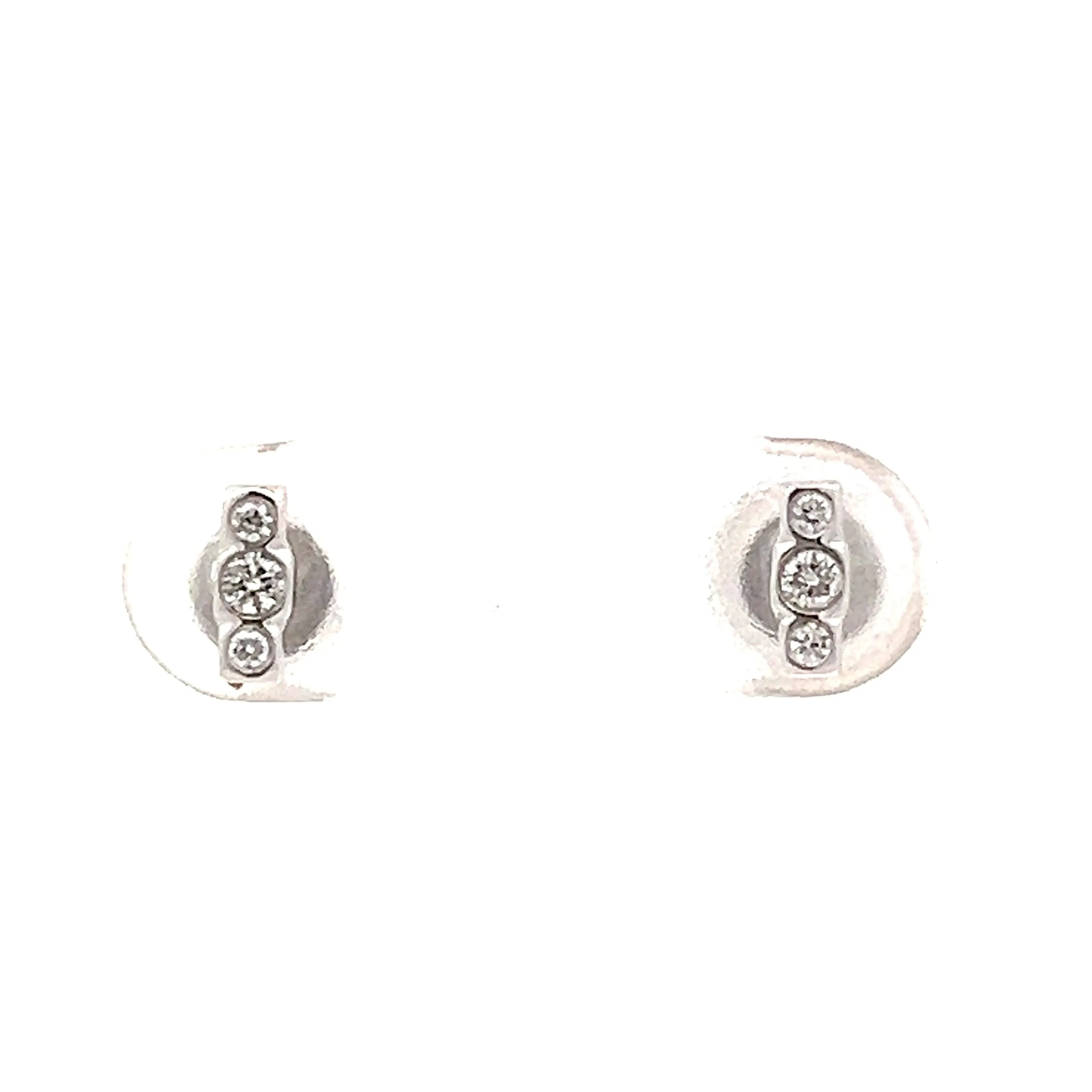 .08 Diamond Bar Stud Earrings in 18k White Gold