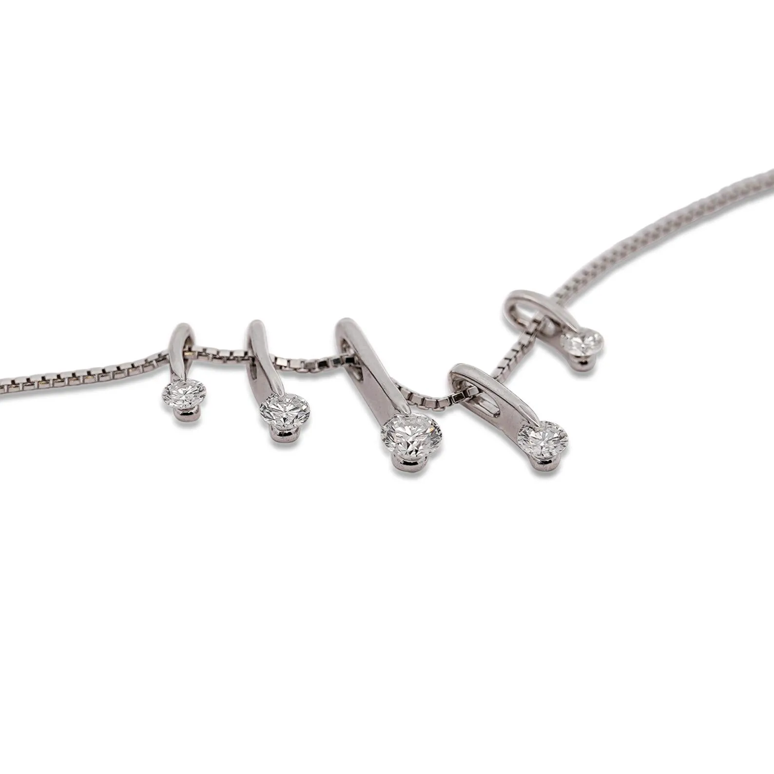 1 Carat Round Cut Diamond 5 Stone Platinum Dancing Pendant Necklace