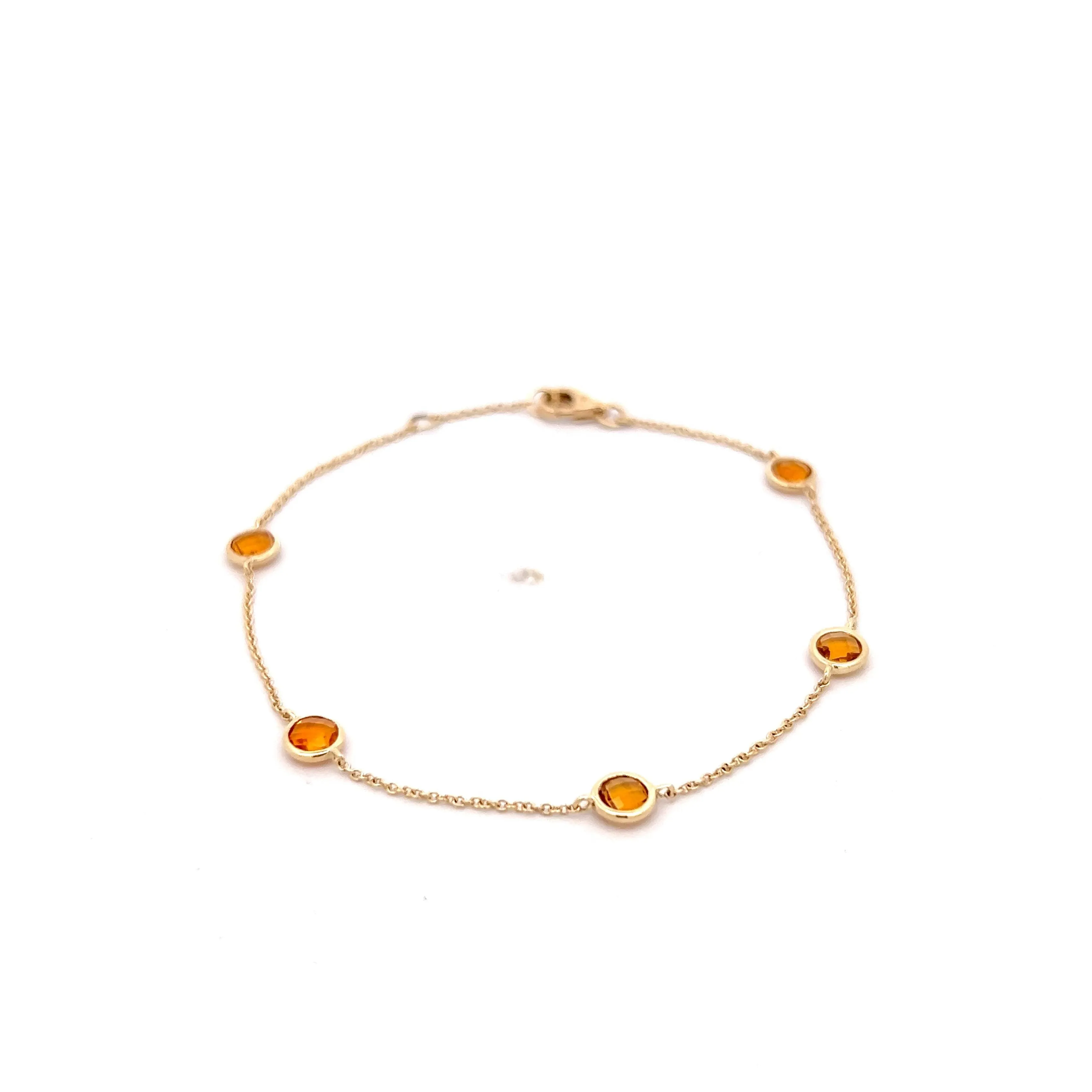 1.10 Bezel Citrine Bracelet in 14k Yellow Gold