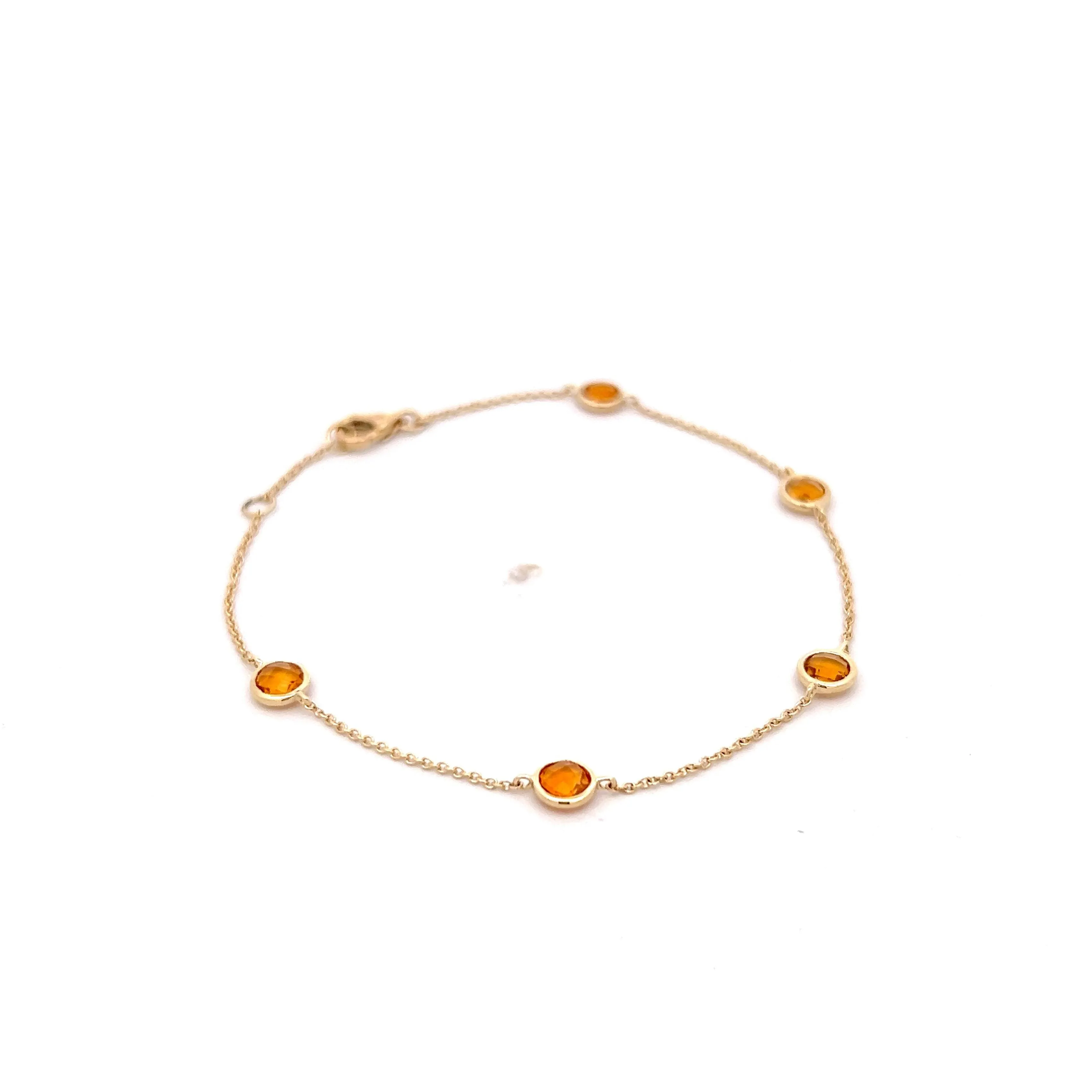 1.10 Bezel Citrine Bracelet in 14k Yellow Gold