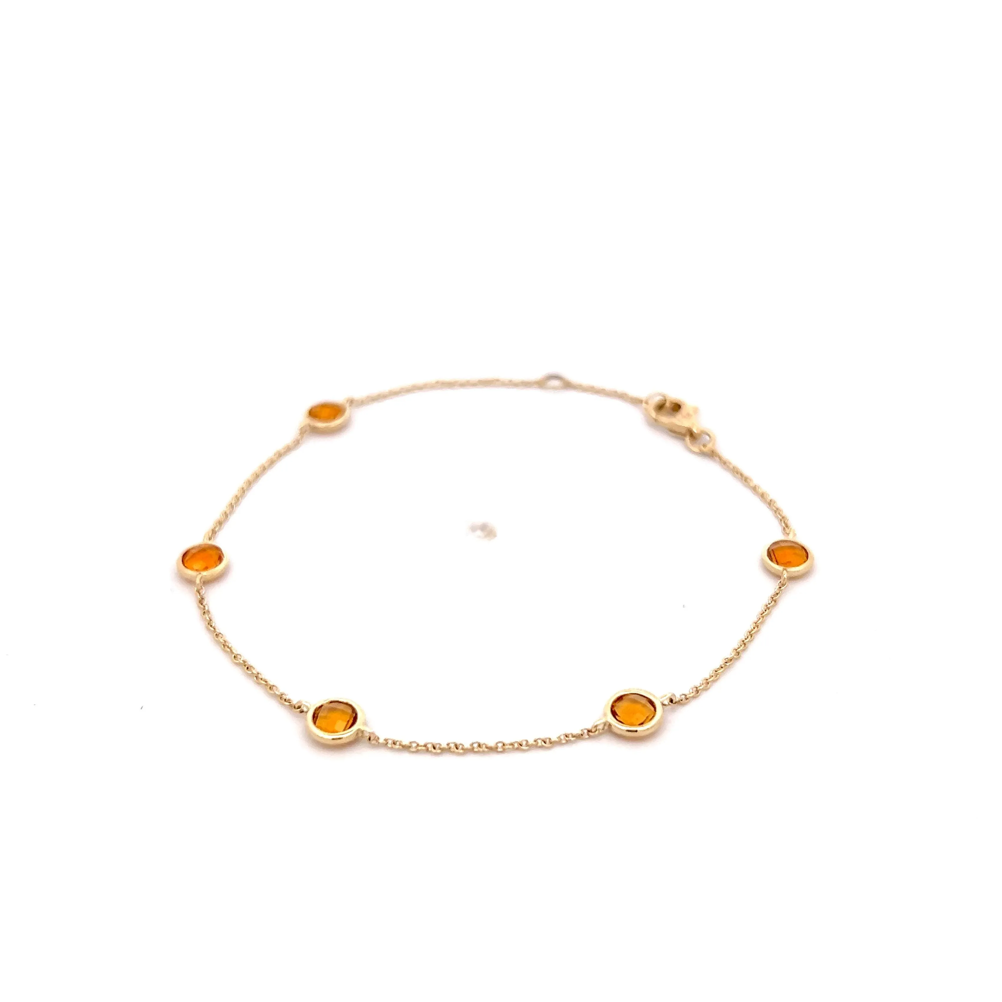 1.10 Bezel Citrine Bracelet in 14k Yellow Gold