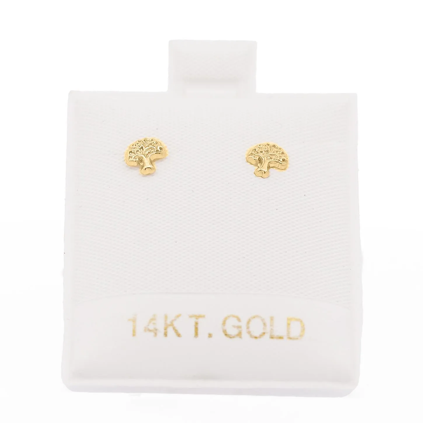 14K Gold Tree of Life Stud Earrings On Screw Backs