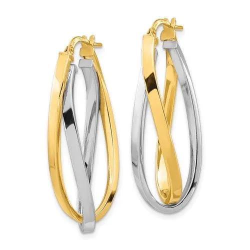 14K TT Gold Double Oval Hoop Earrings