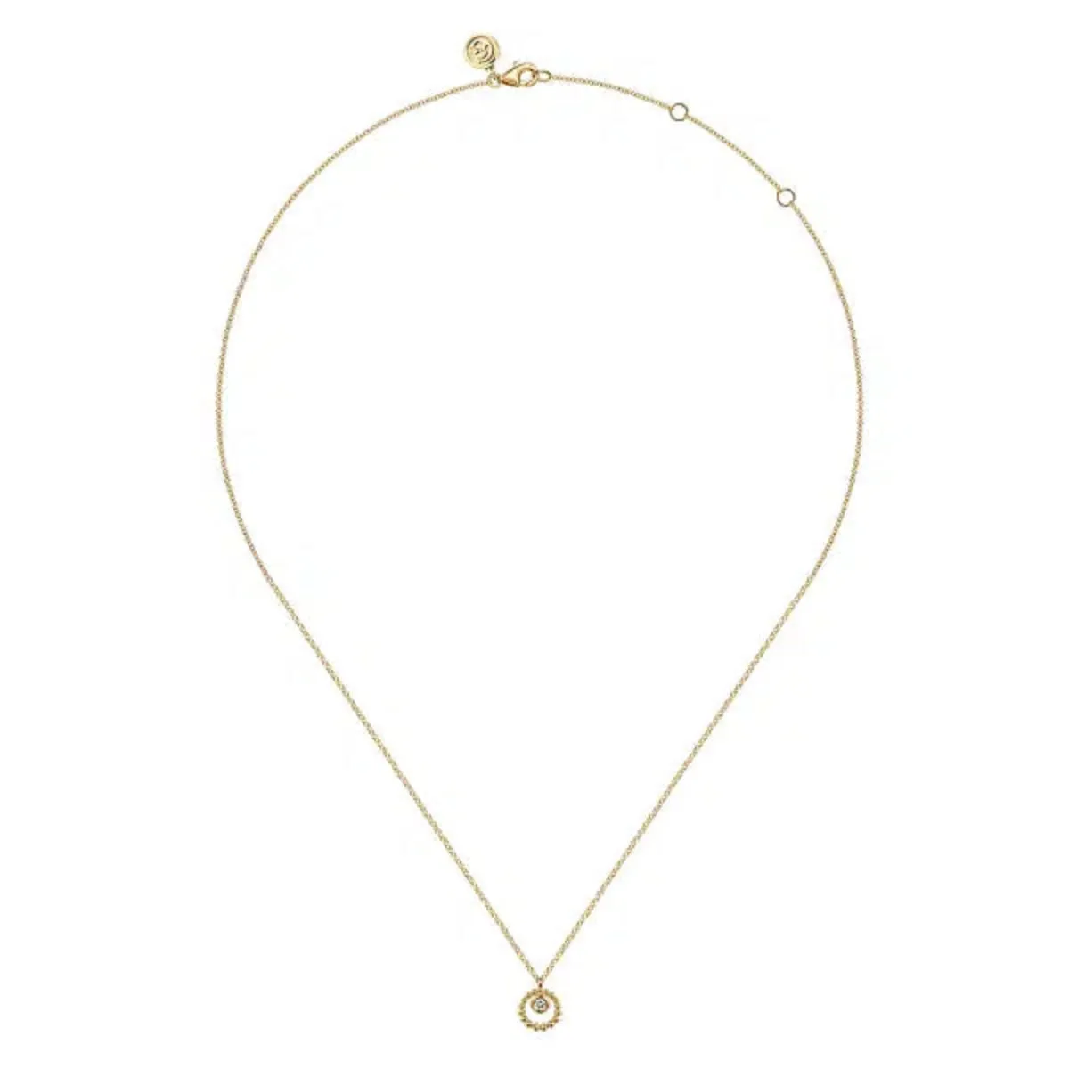 14K Y Gold 0.07ctw Beaded Pendant with White Sapphire