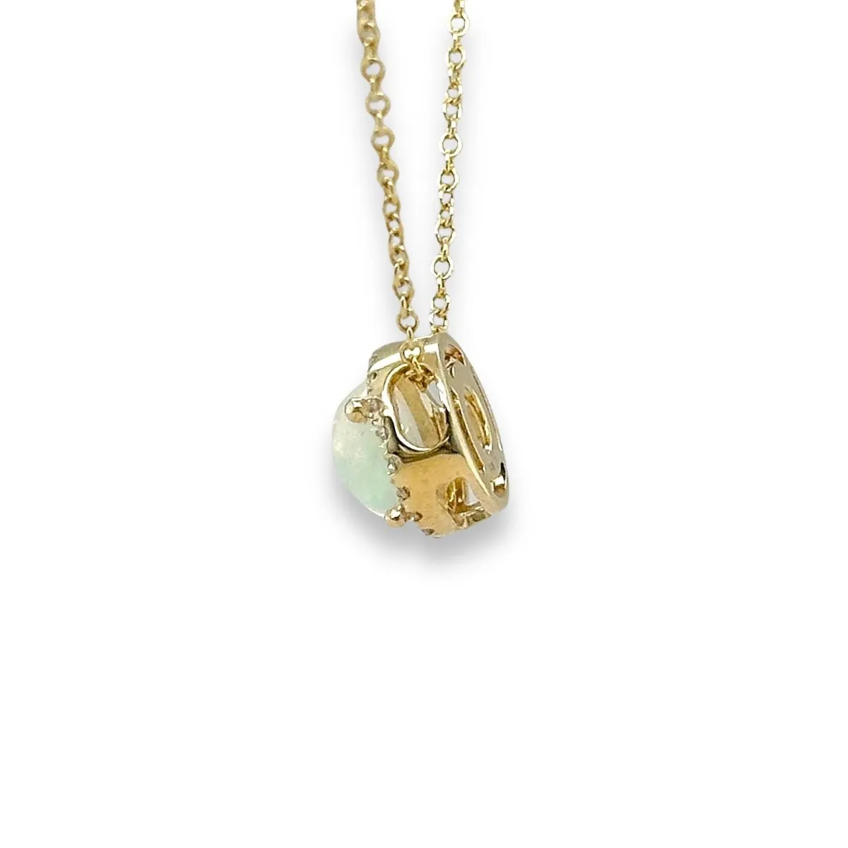 14K Y Gold 0.12ctw G-H/SI2-I1 Diamond 1.32ct Opal Pendant