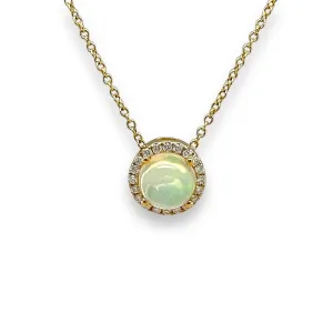 14K Y Gold 0.12ctw G-H/SI2-I1 Diamond 1.32ct Opal Pendant