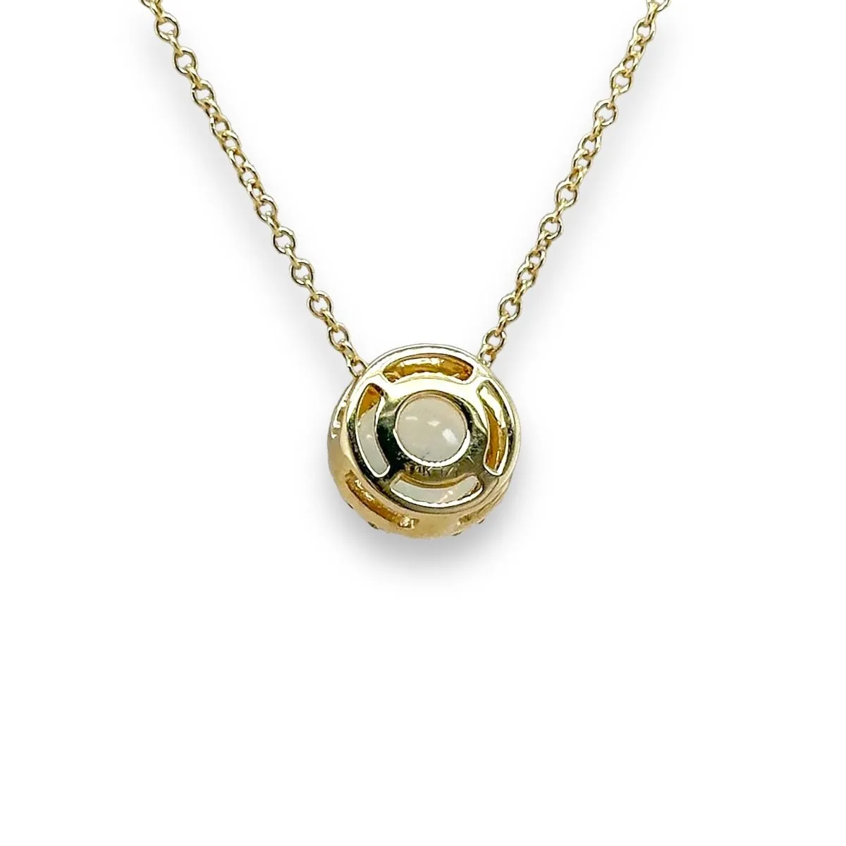 14K Y Gold 0.12ctw G-H/SI2-I1 Diamond 1.32ct Opal Pendant