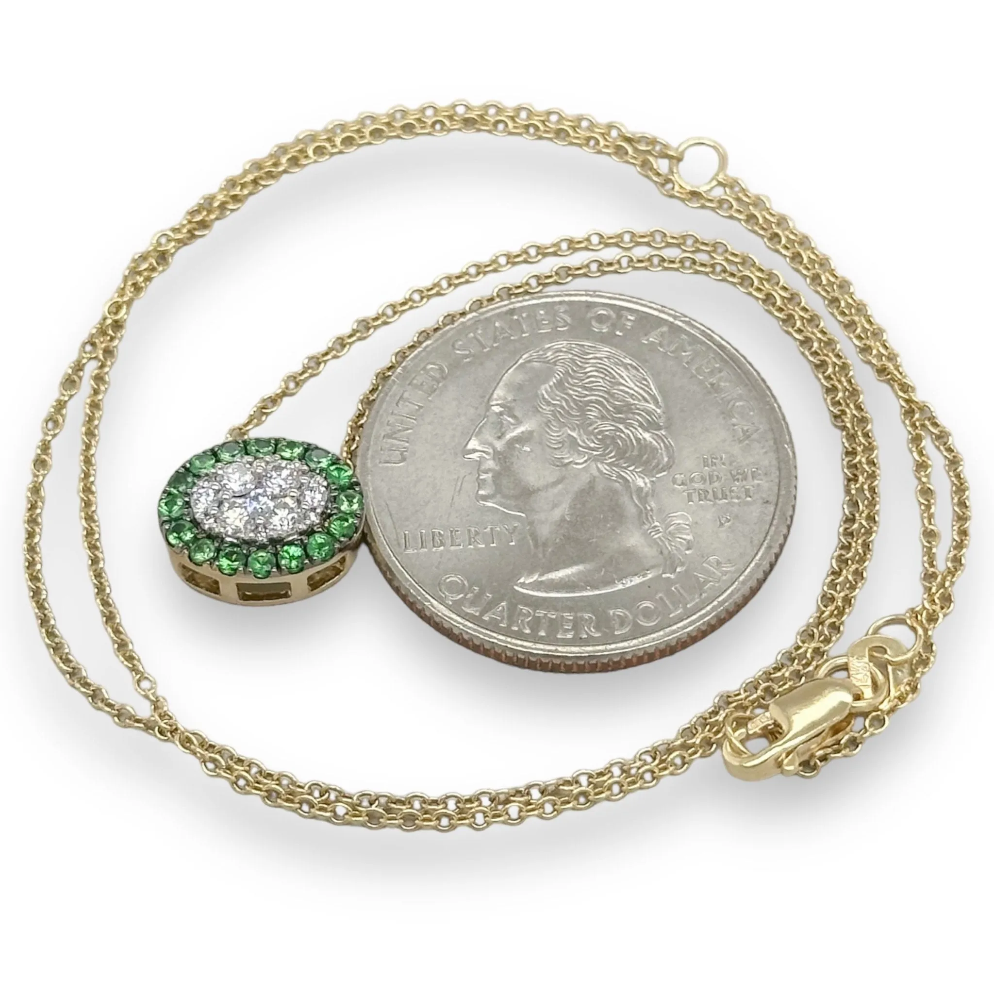 14K Y Gold 0.22cttw G/SI1 Diamond and 0.31cttw Oval Zircon Pendant