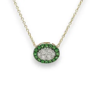 14K Y Gold 0.22cttw G/SI1 Diamond and 0.31cttw Oval Zircon Pendant