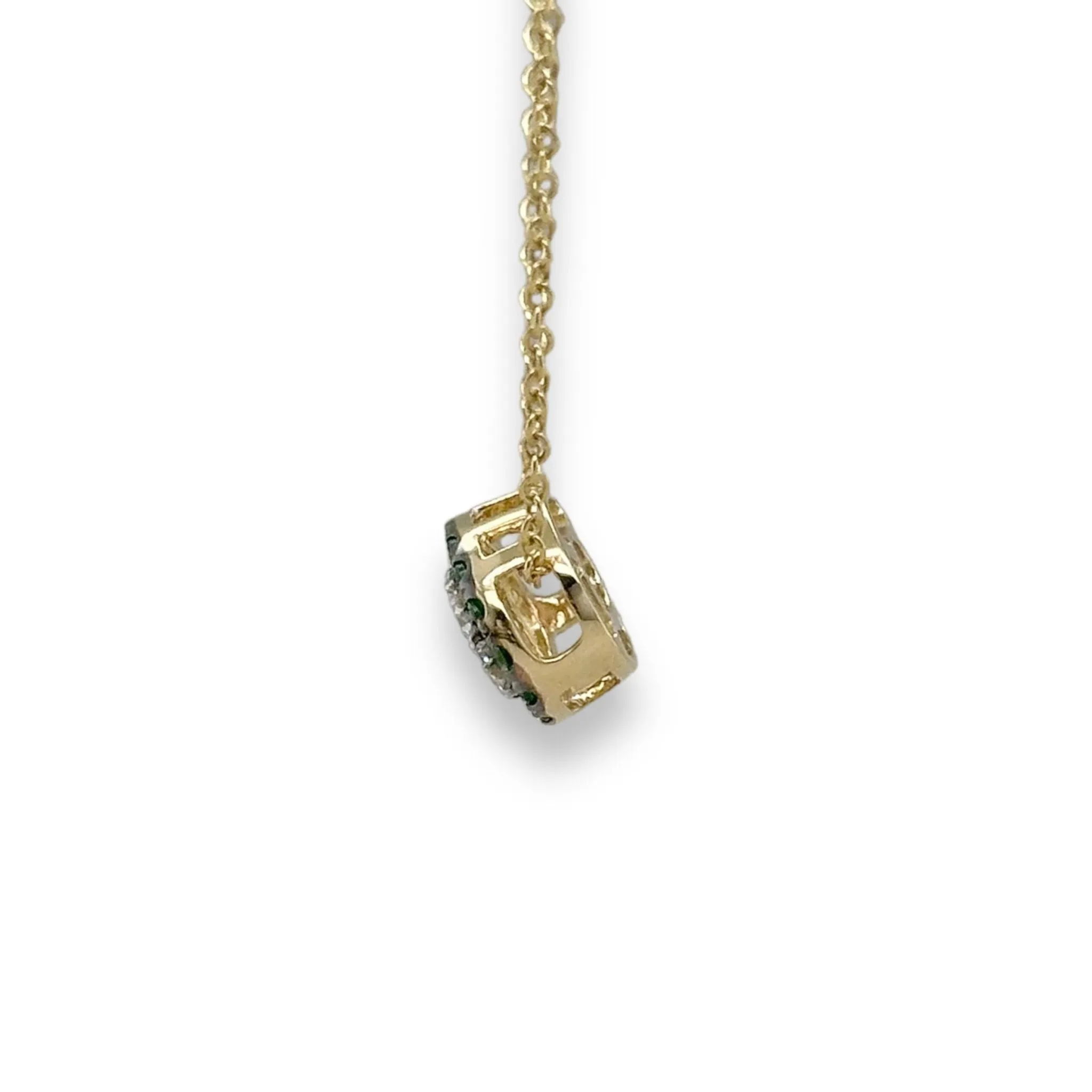 14K Y Gold 0.22cttw G/SI1 Diamond and 0.31cttw Oval Zircon Pendant