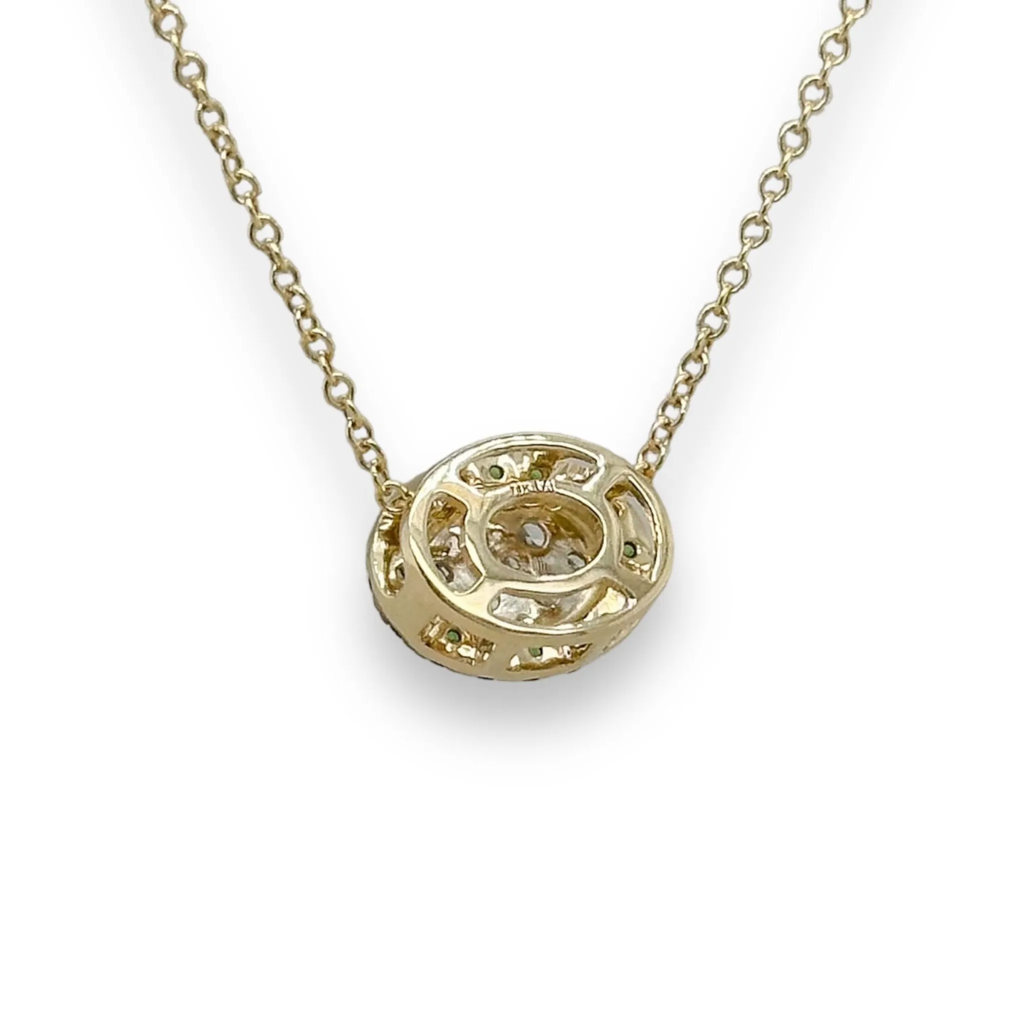 14K Y Gold 0.22cttw G/SI1 Diamond and 0.31cttw Oval Zircon Pendant