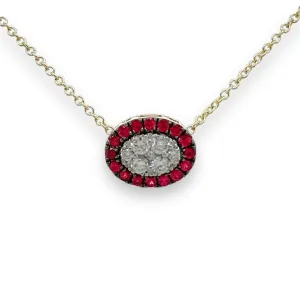 14K Y Gold 0.22ctw G/SI1 Diamond and 0.30ctw Ruby Oval Pendant