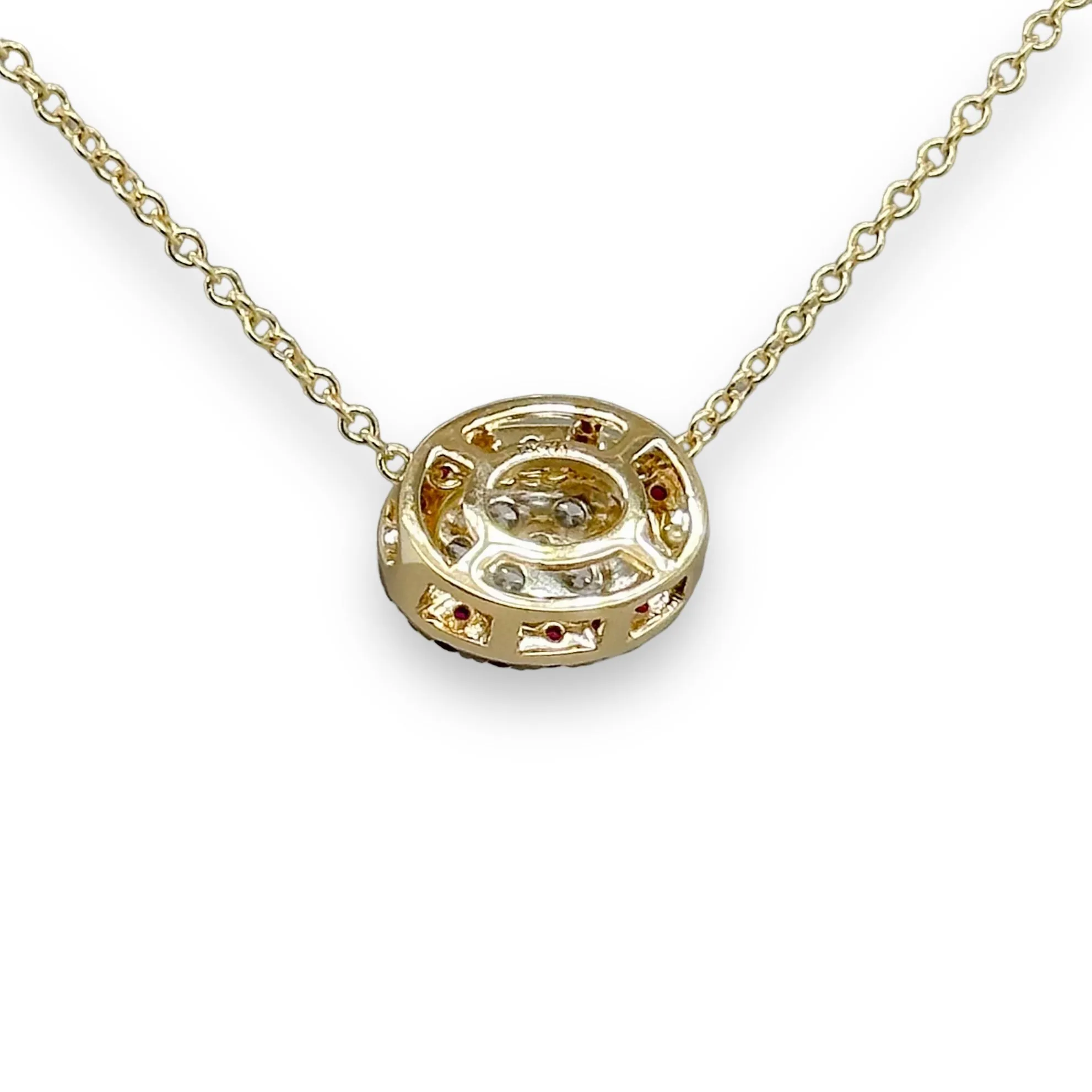 14K Y Gold 0.22ctw G/SI1 Diamond and 0.30ctw Ruby Oval Pendant