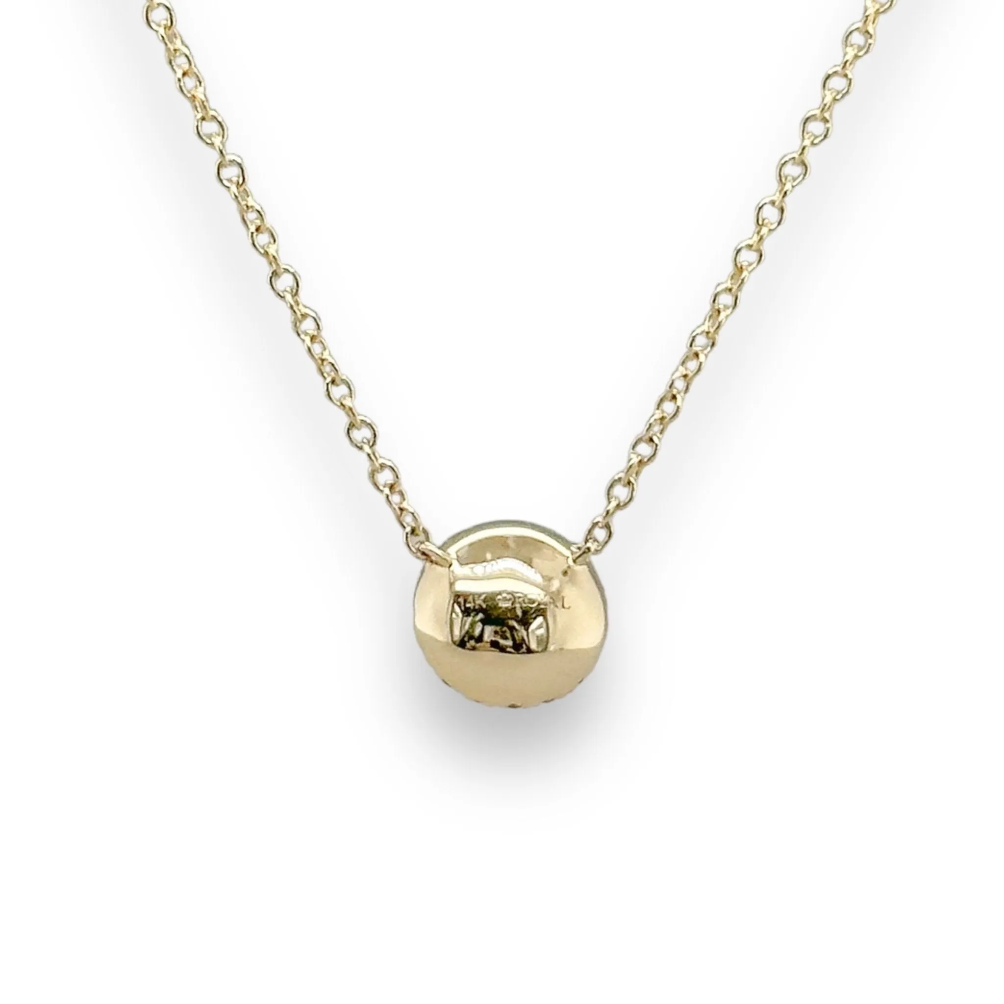14K Y Gold 0.45cttw H/SI2 Emerald 0.10cttw Diamond Halo Necklace