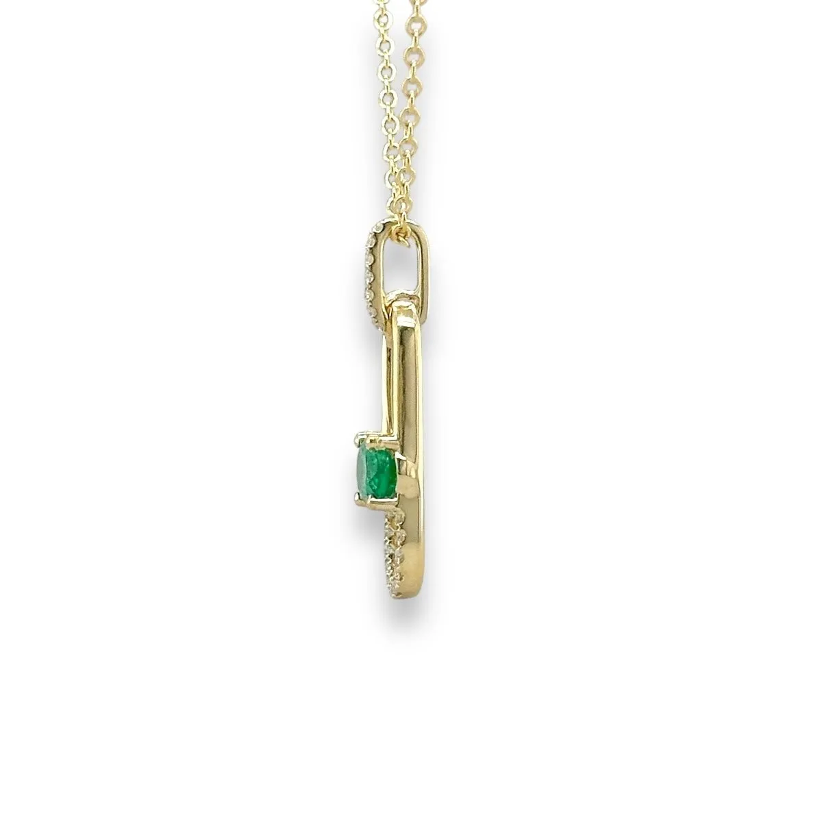 14K Y Gold 0.46ct Oval Emerald and 0.06ctw G/SI1 Diamond Pendant