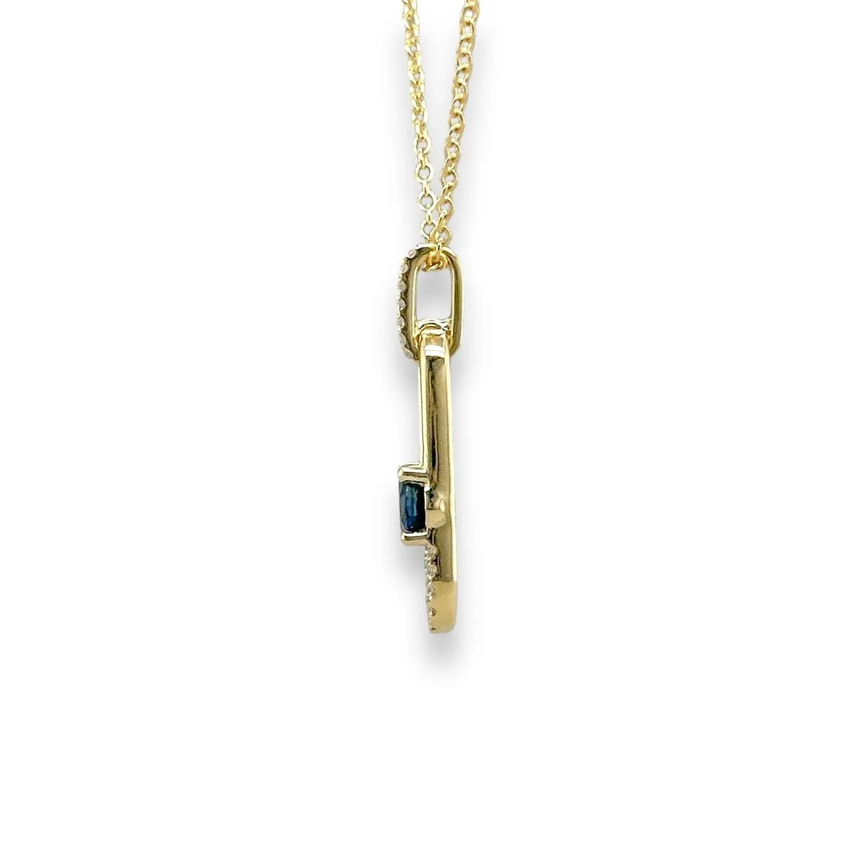 14K Y Gold 0.58ct Oval Sapphire and 0.06ctw G/SI1 Diamond Pendant