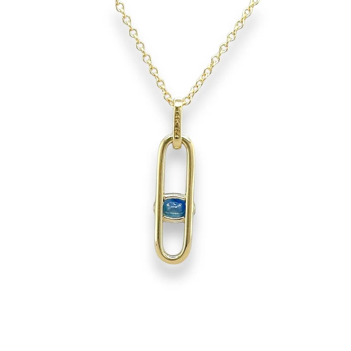 14K Y Gold 0.58ct Oval Sapphire and 0.06ctw G/SI1 Diamond Pendant