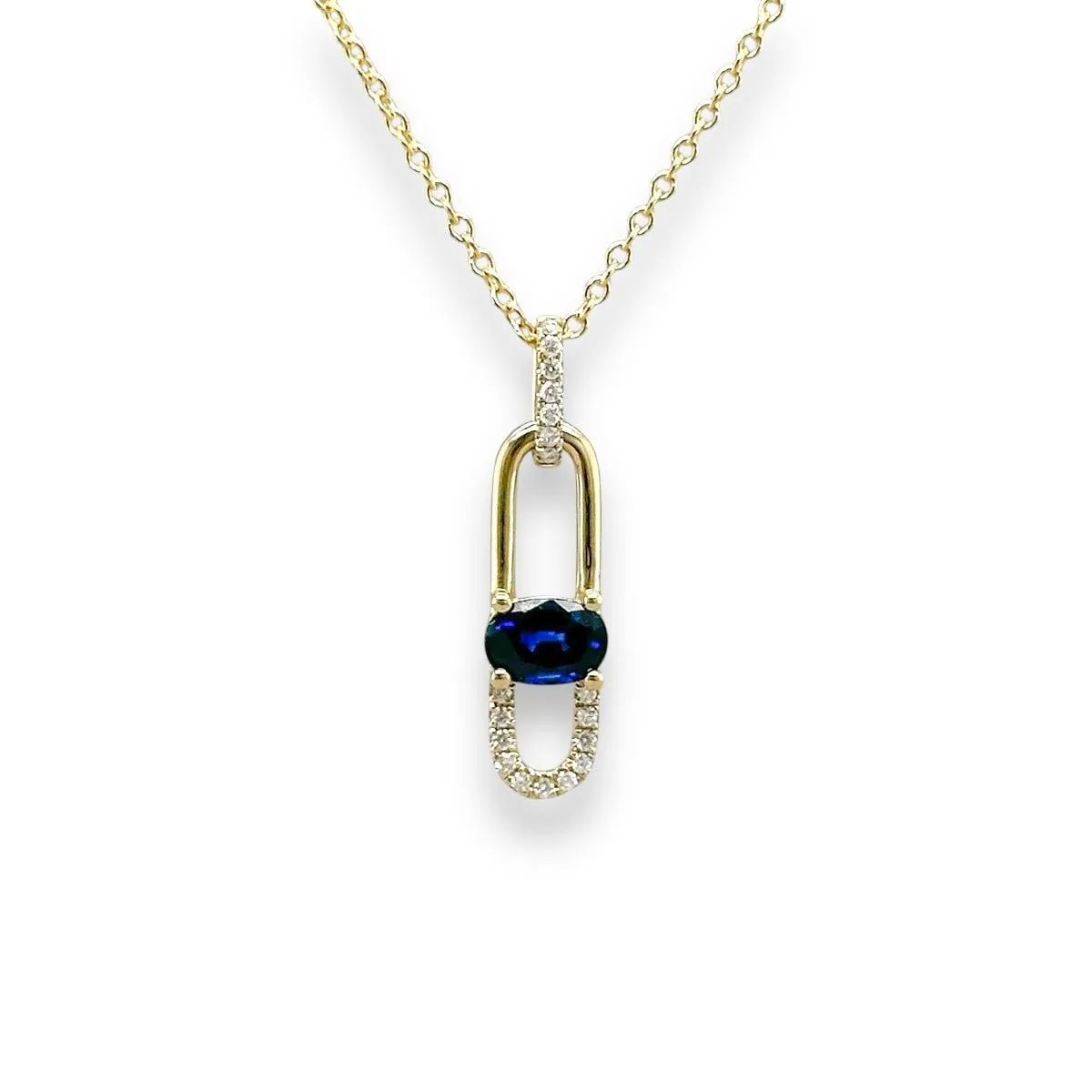 14K Y Gold 0.58ct Oval Sapphire and 0.06ctw G/SI1 Diamond Pendant