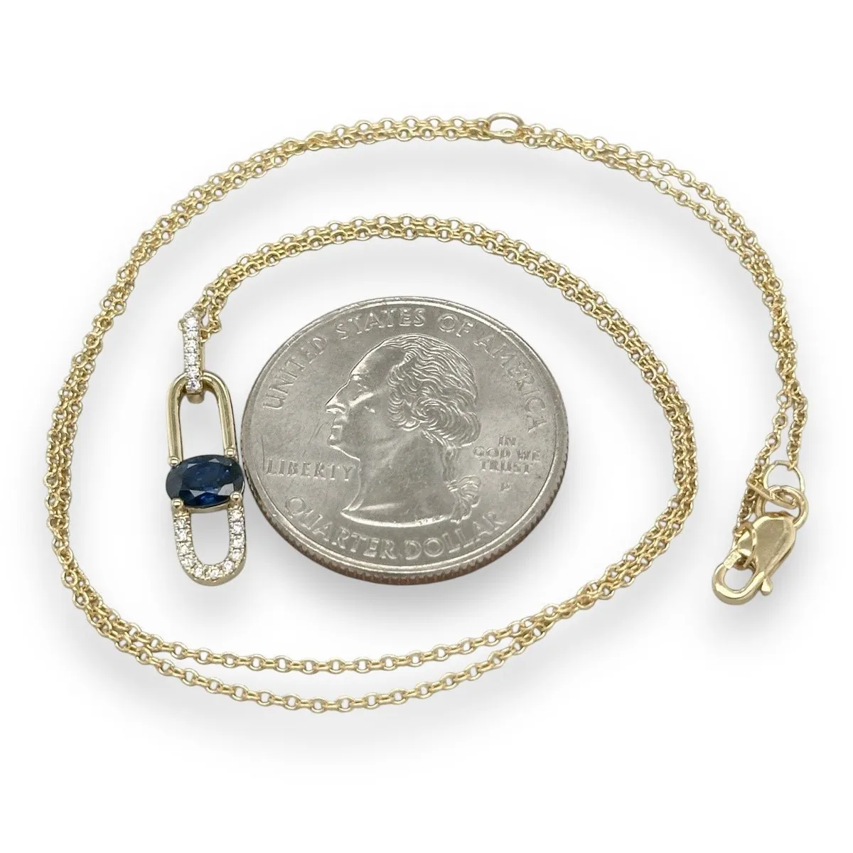 14K Y Gold 0.58ct Oval Sapphire and 0.06ctw G/SI1 Diamond Pendant