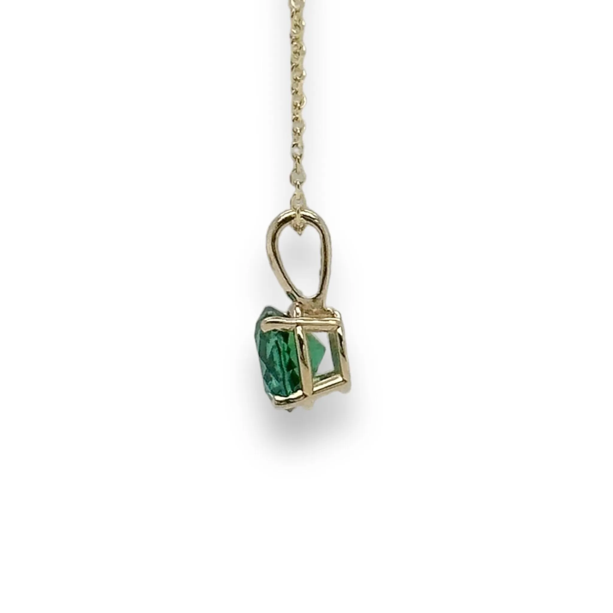 14K Y Gold 0.69ct 6mm Lab-Created Emerald Pendant