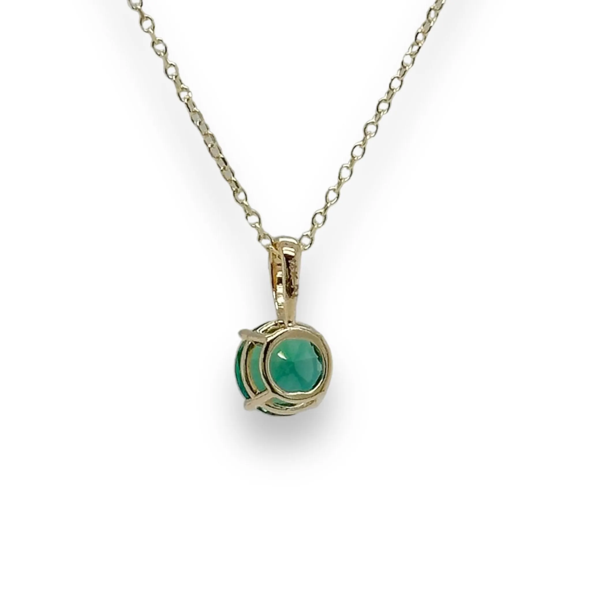 14K Y Gold 0.69ct 6mm Lab-Created Emerald Pendant