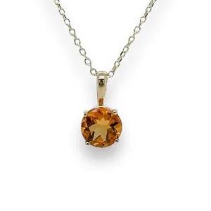 14K Y Gold 0.70ct 6mm Round Citrine Pendant