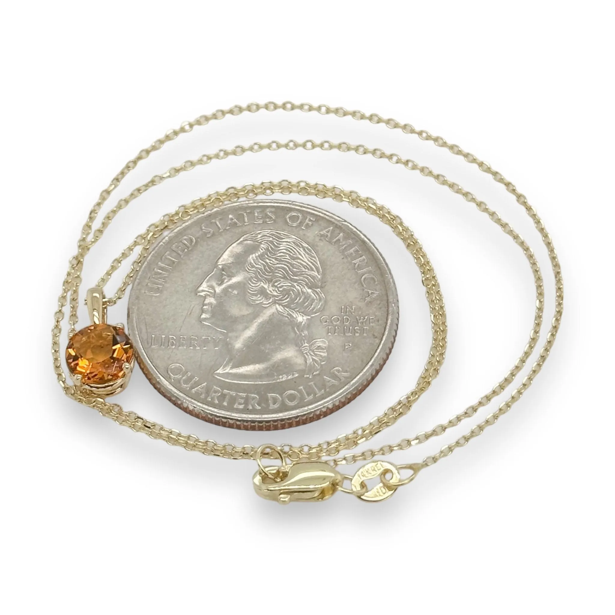 14K Y Gold 0.70ct 6mm Round Citrine Pendant