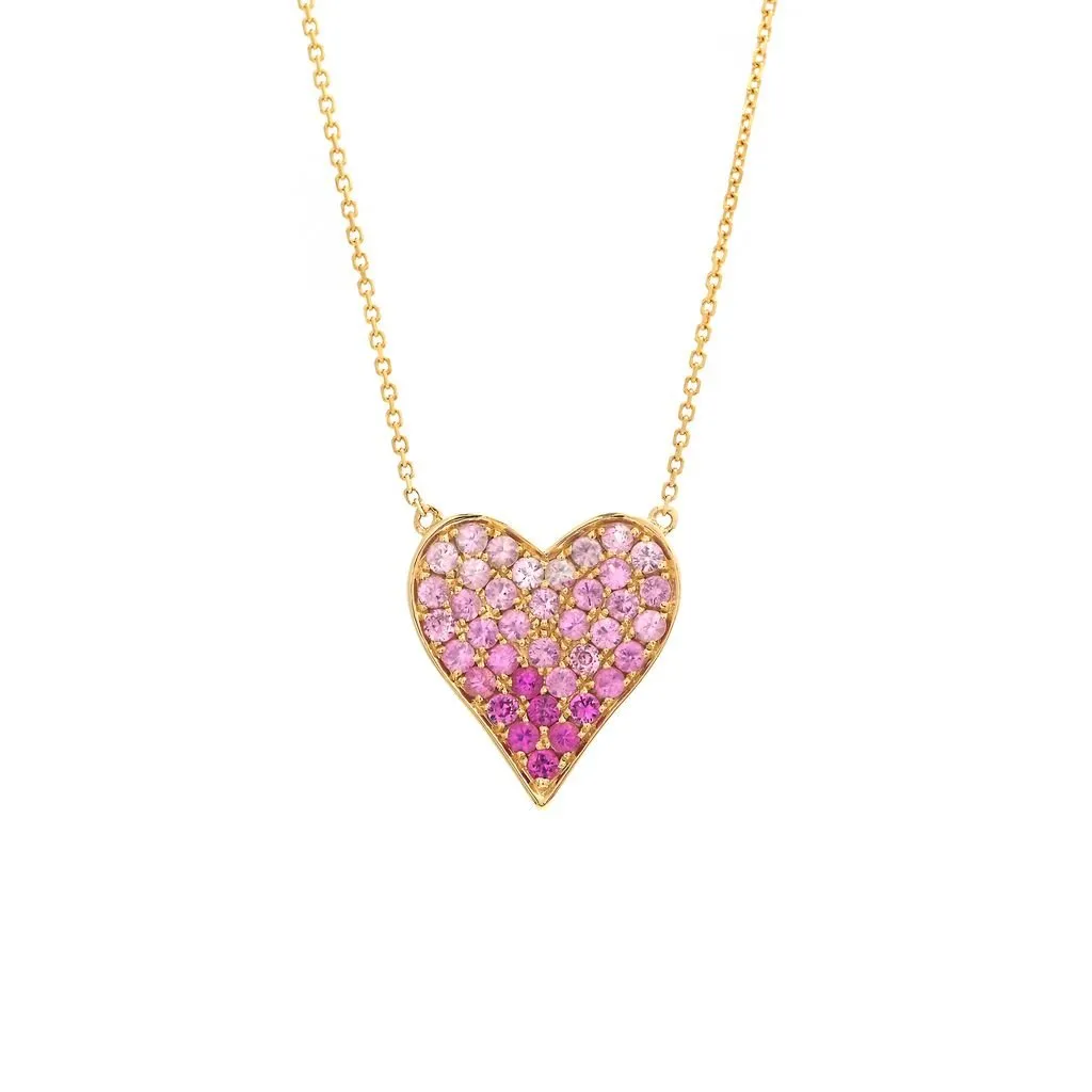 14K Y Gold 0.76ctw Pink Sapphire Heart Pendant