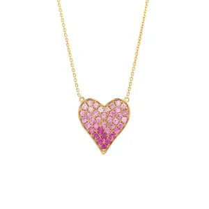 14K Y Gold 0.76ctw Pink Sapphire Heart Pendant