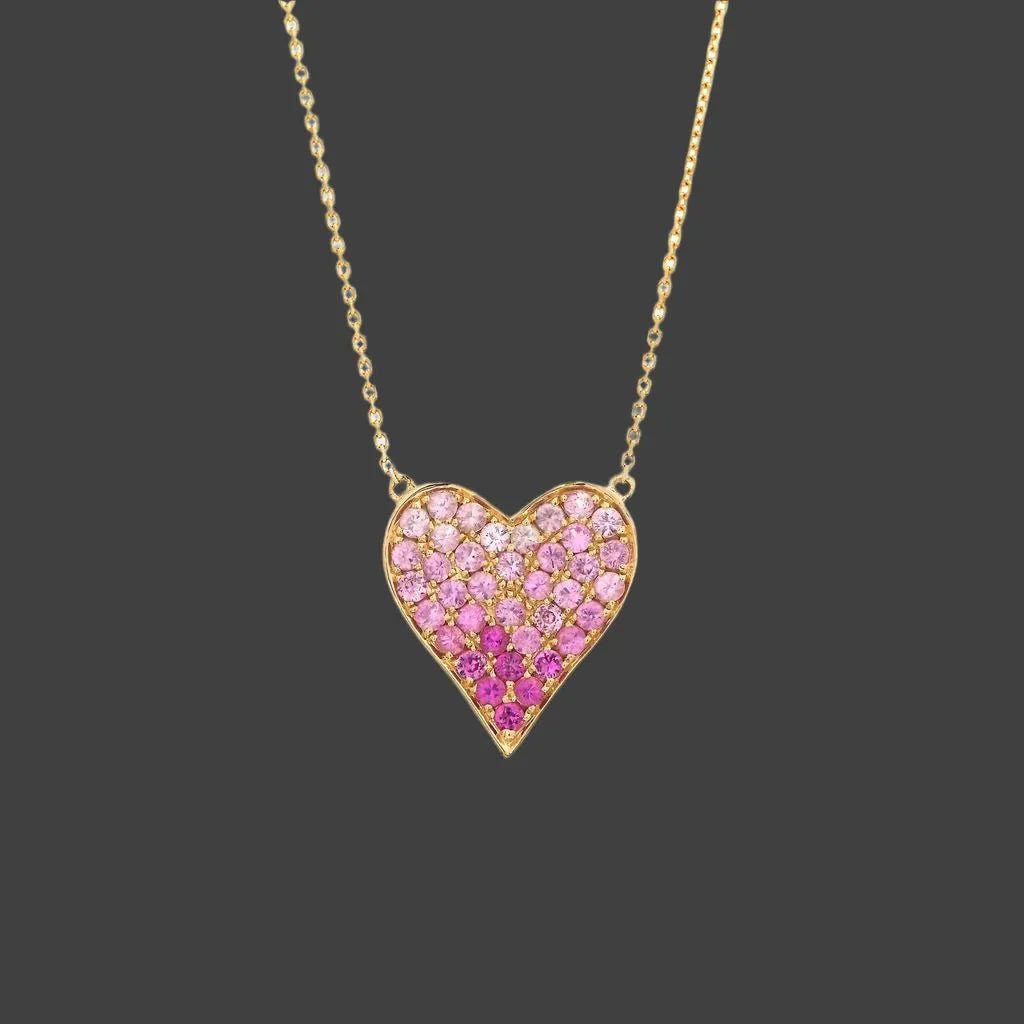 14K Y Gold 0.76ctw Pink Sapphire Heart Pendant