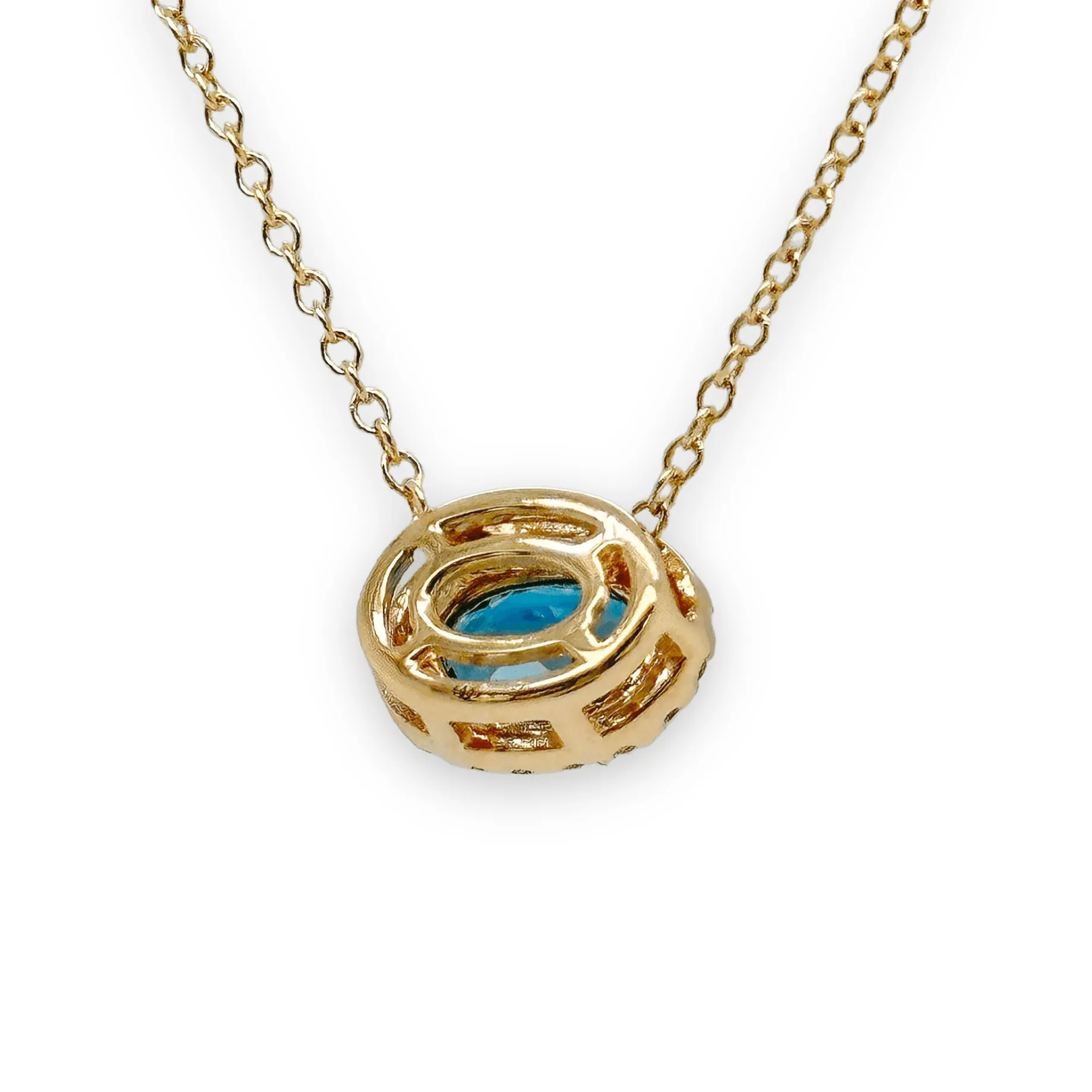 14K Y Gold 1.00ctw Oval Tourmaline and H/SI2 0.10ctw Diamond Pendant