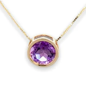 14K Y Gold 1.18ct Amethyst Slide Pendant