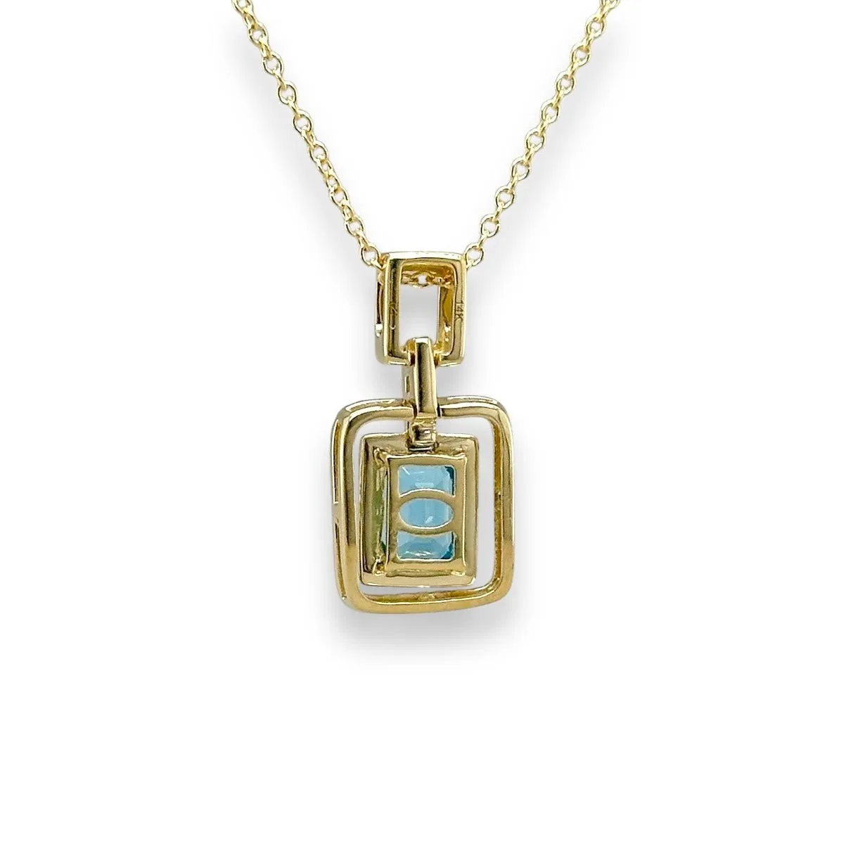 14K Y Gold 1.30ct London Blue Topaz and 0.14ct G/SI1 Diamond Pendant