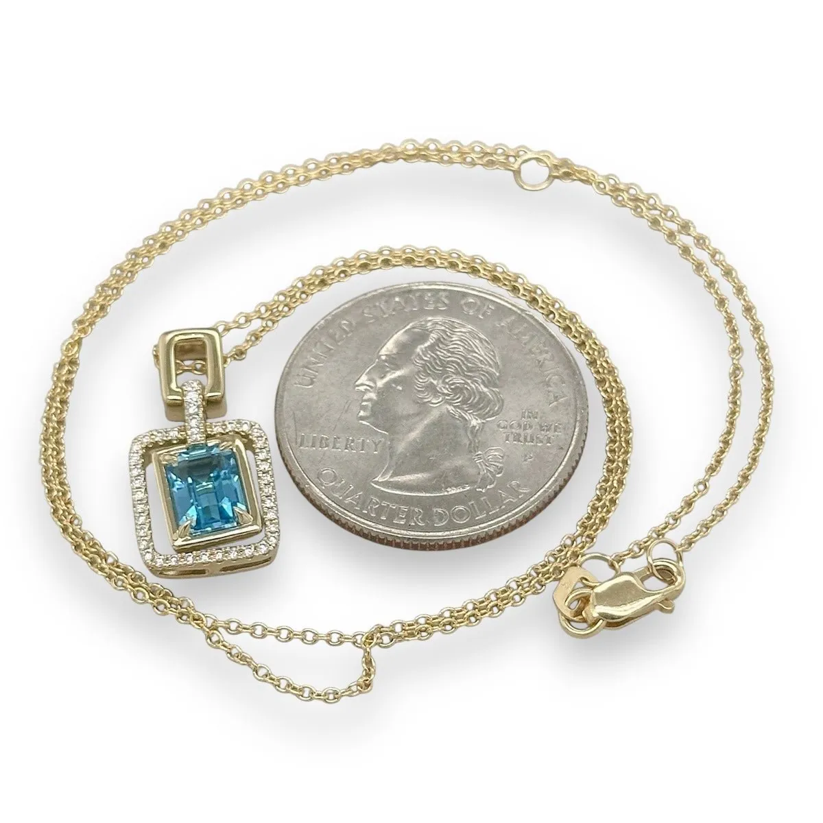 14K Y Gold 1.30ct London Blue Topaz and 0.14ct G/SI1 Diamond Pendant