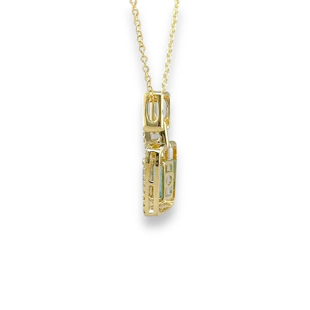 14K Y Gold 1.30ct London Blue Topaz and 0.14ct G/SI1 Diamond Pendant