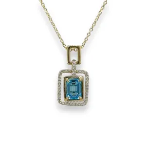 14K Y Gold 1.30ct London Blue Topaz and 0.14ct G/SI1 Diamond Pendant