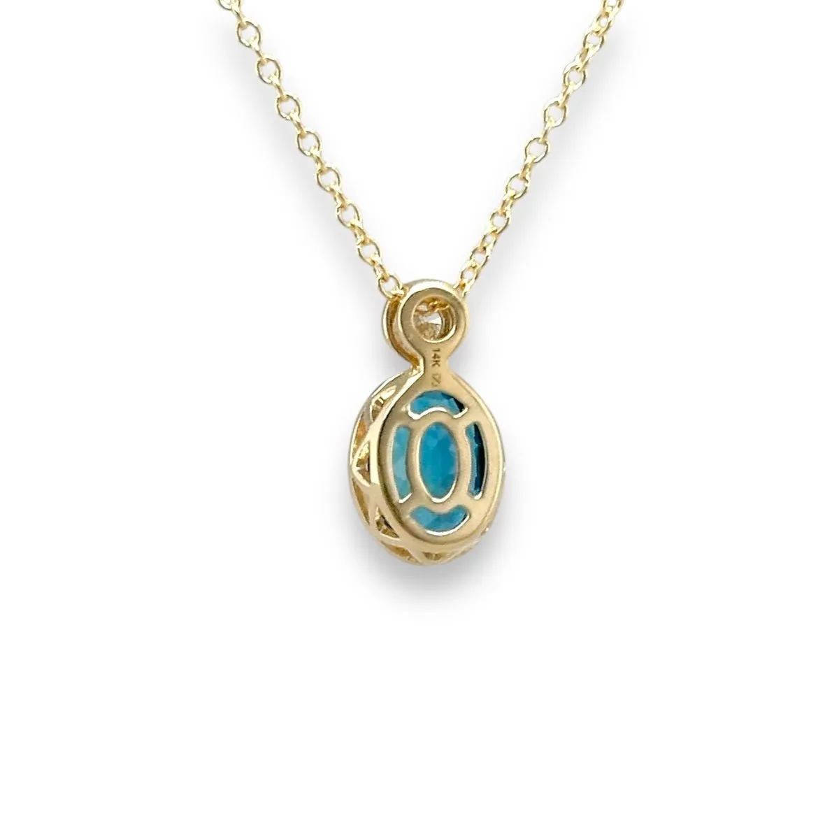 14K Y Gold 1.55ct London Blue Topaz and 0.05ct G/SI1 Diamond Pendant