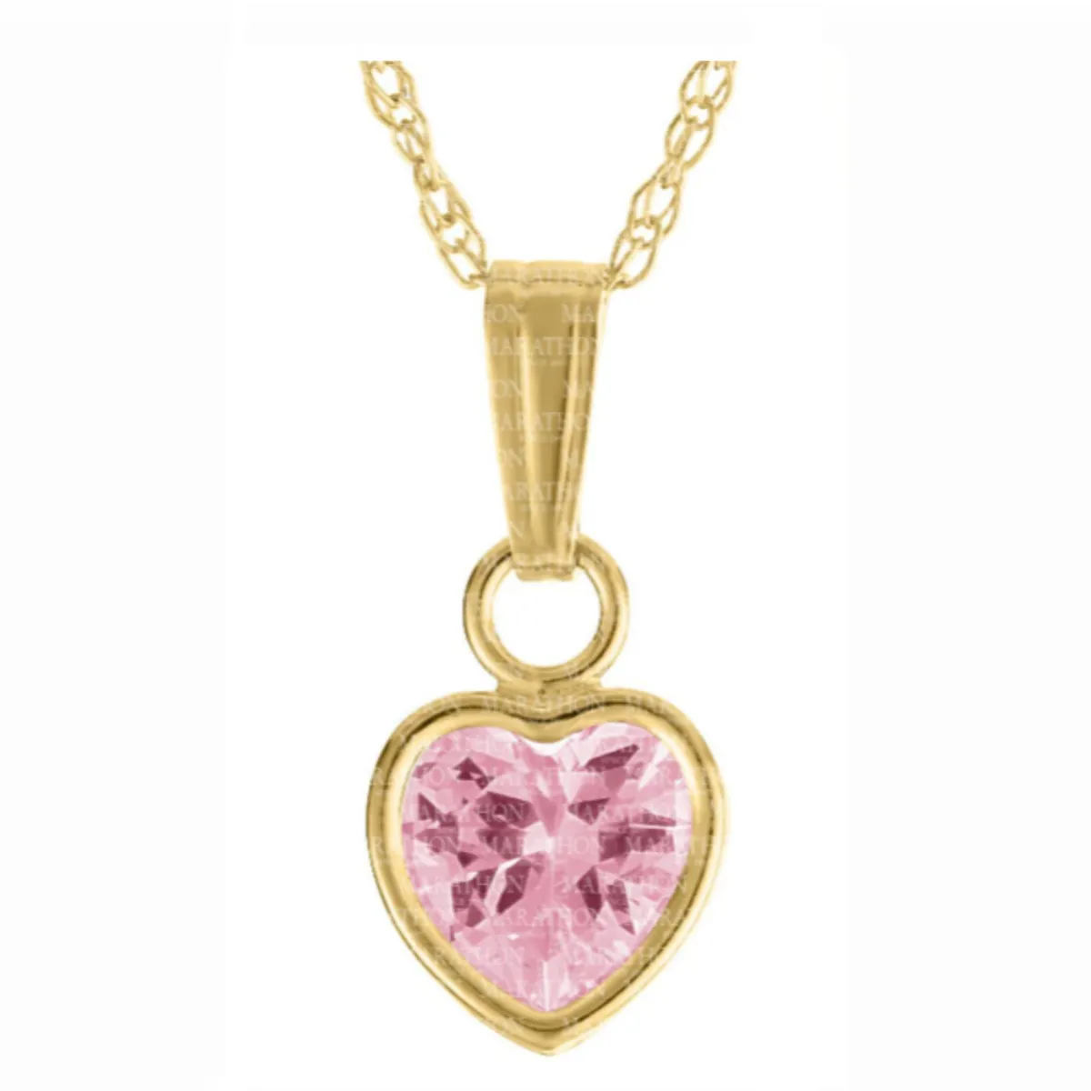 14K Y Gold 15" Pink CZ Heart Pendant