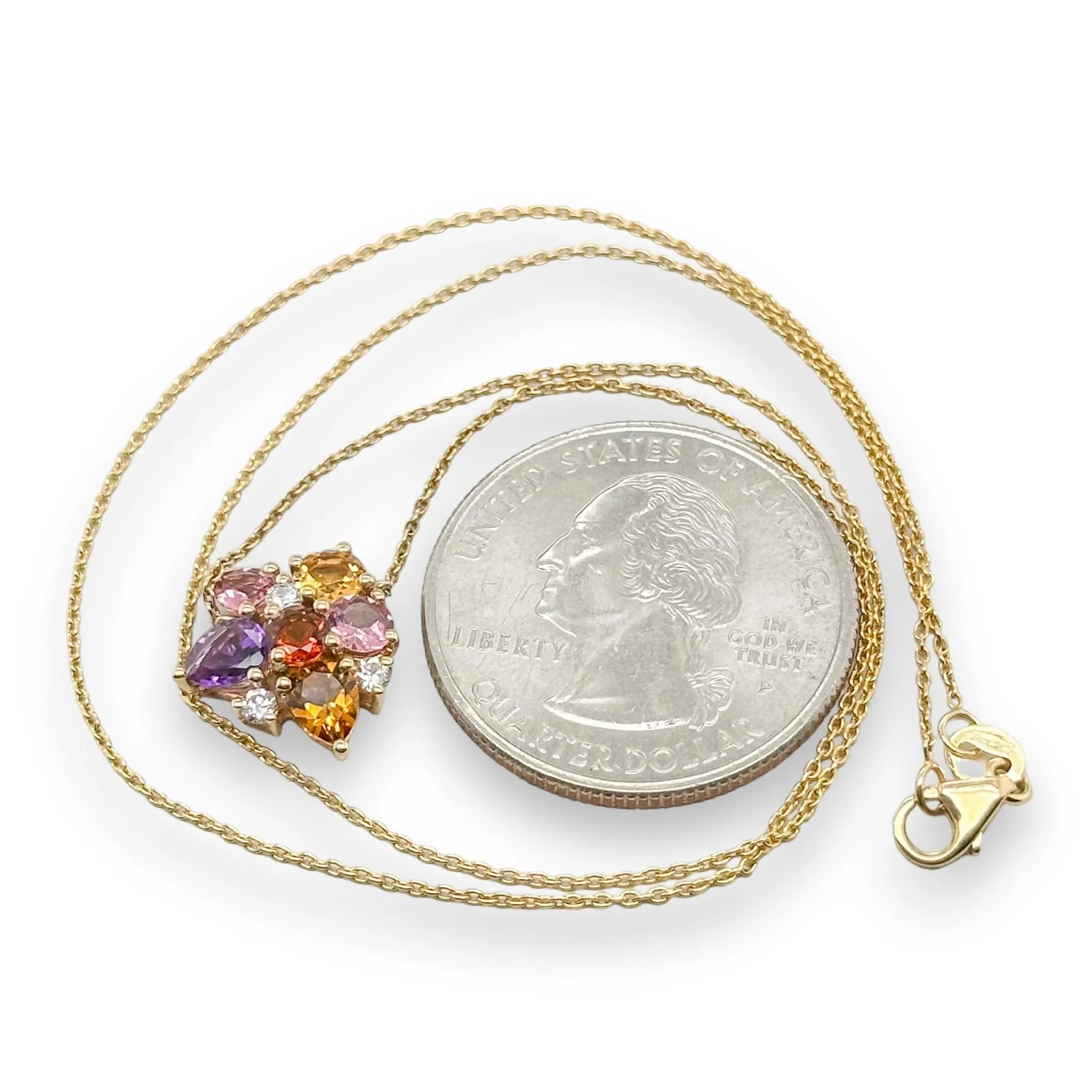 14K Y Gold 1.70cttw Multi Colored Stones & 0.15cttw G/SI1-2 Diamond Pendant