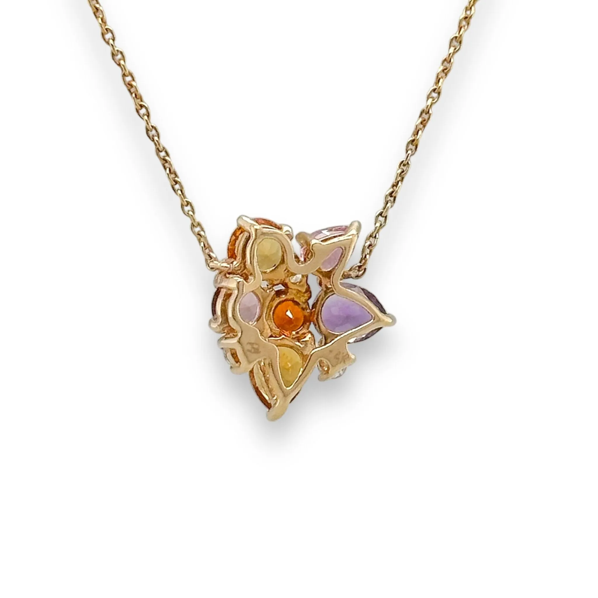 14K Y Gold 1.70cttw Multi Colored Stones & 0.15cttw G/SI1-2 Diamond Pendant
