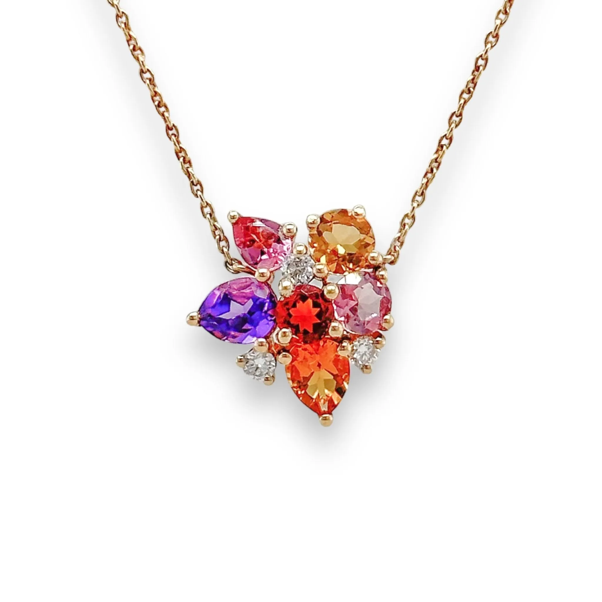 14K Y Gold 1.70cttw Multi Colored Stones & 0.15cttw G/SI1-2 Diamond Pendant