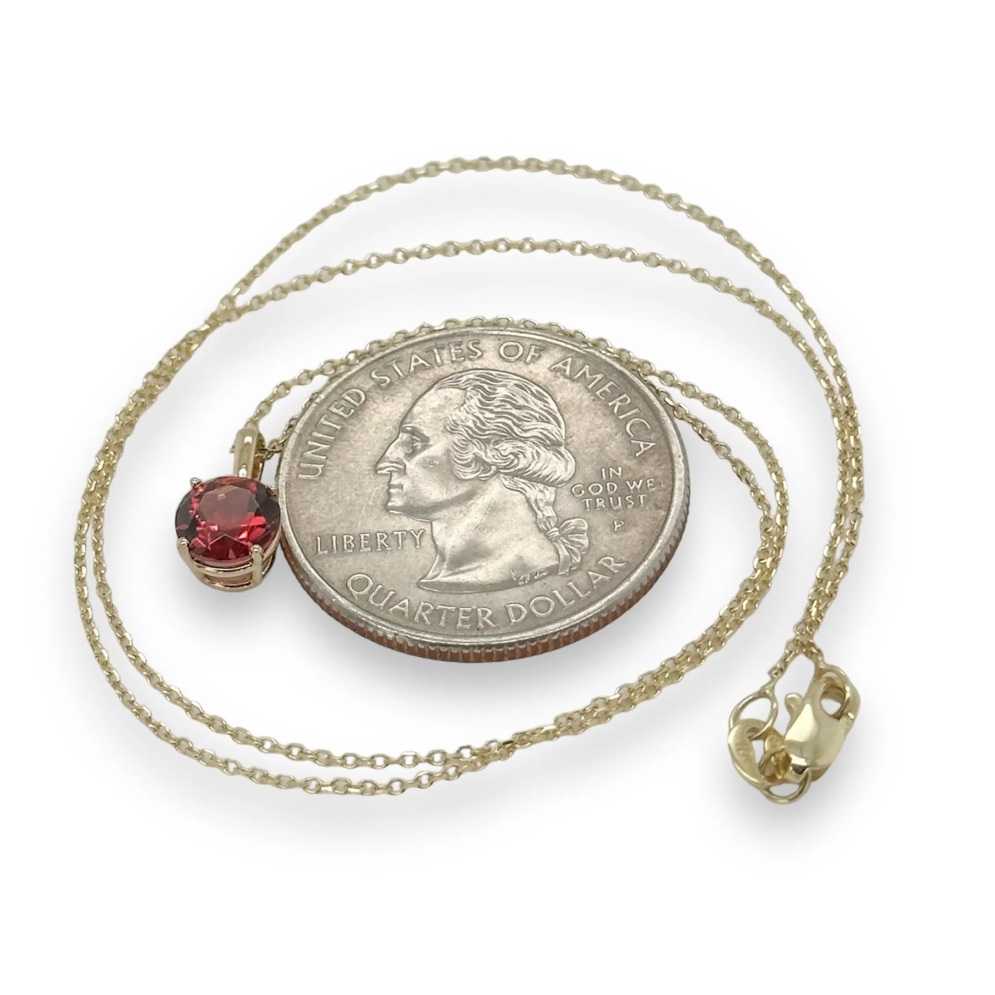 14K Y Gold 1ct 6mm Round Garnet Pendant