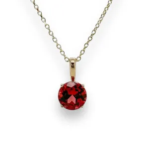 14K Y Gold 1ct 6mm Round Garnet Pendant