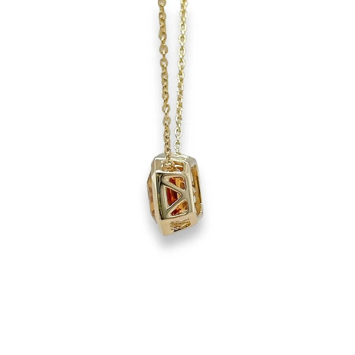 14K Y Gold 2.20ct 8x10mm Emerald Cut Citrine Pendant