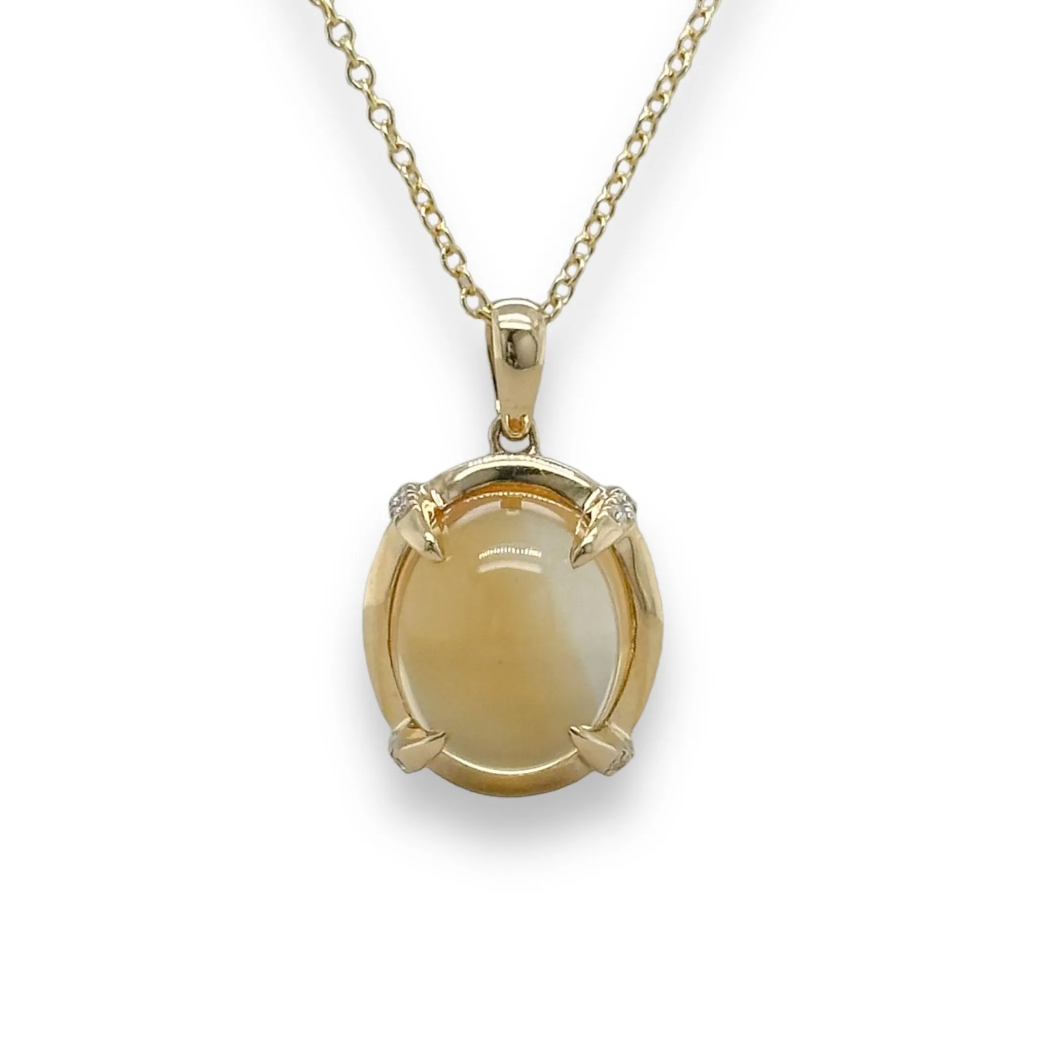 14K Y Gold 5.29ct Citrine and 0.10cttw SI1/H Diamond Pendant