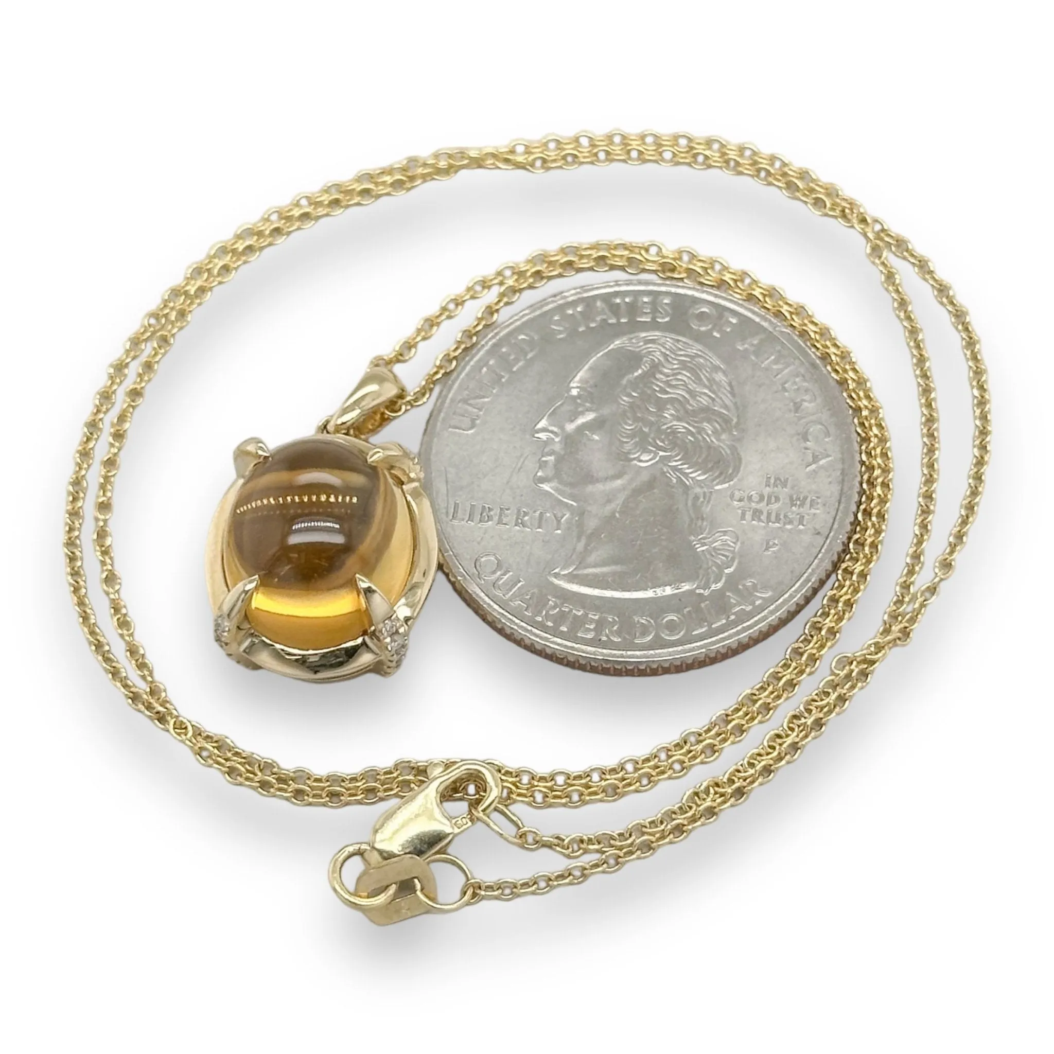 14K Y Gold 5.29ct Citrine and 0.10cttw SI1/H Diamond Pendant