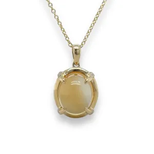 14K Y Gold 5.29ct Citrine and 0.10cttw SI1/H Diamond Pendant