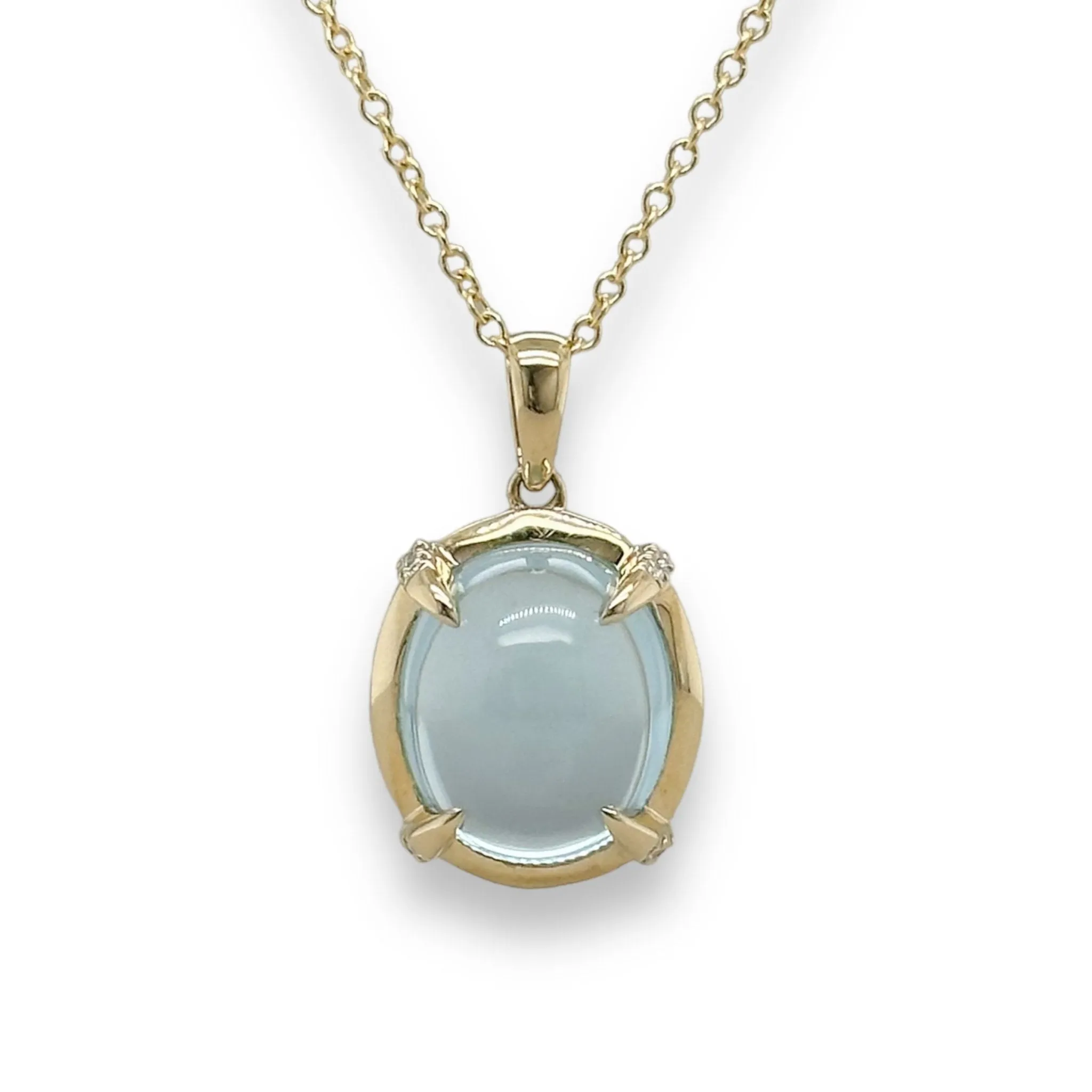 14K Y Gold 7.48ct Blue Topaz and 0.10cttw SI1/H Diamond Pendant