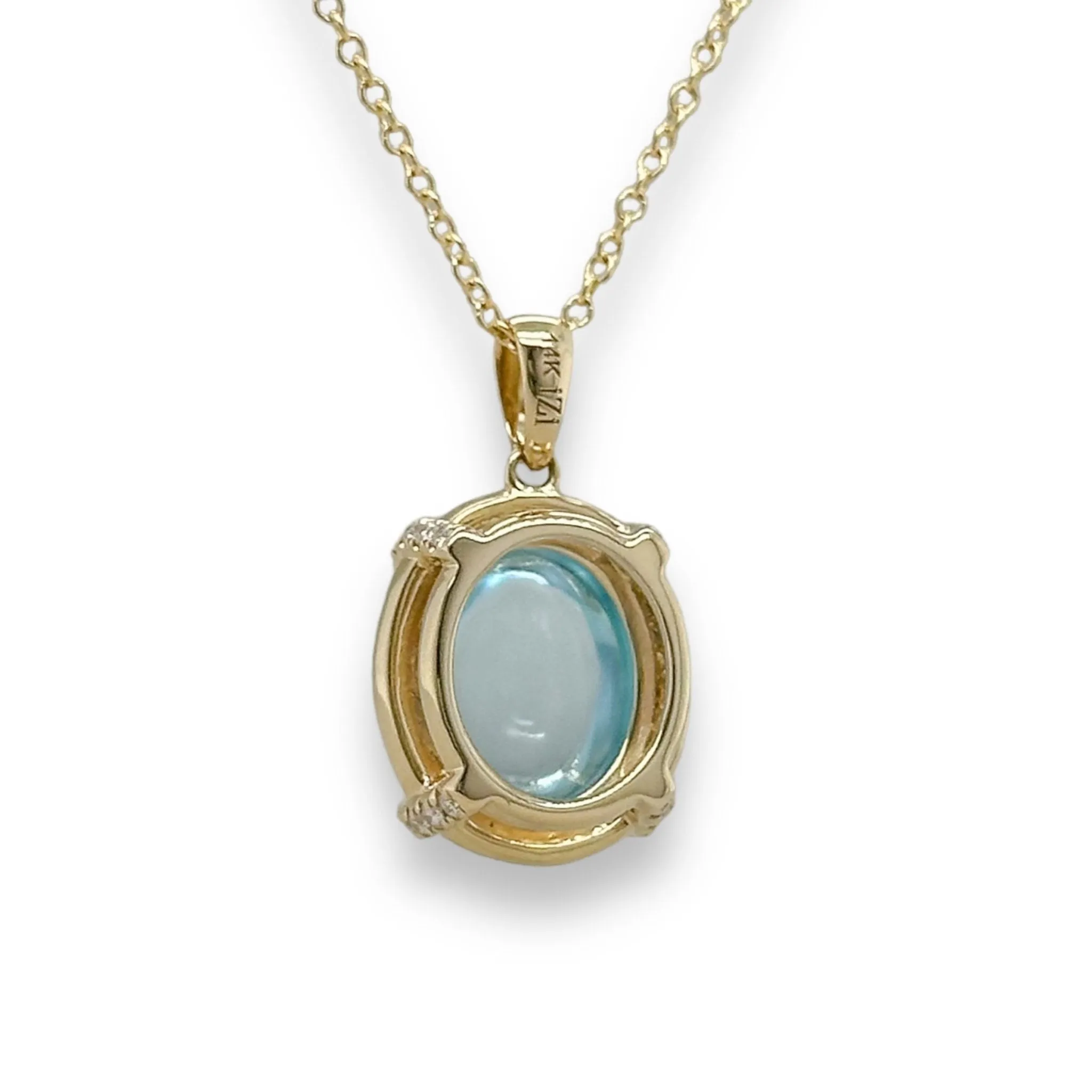 14K Y Gold 7.48ct Blue Topaz and 0.10cttw SI1/H Diamond Pendant