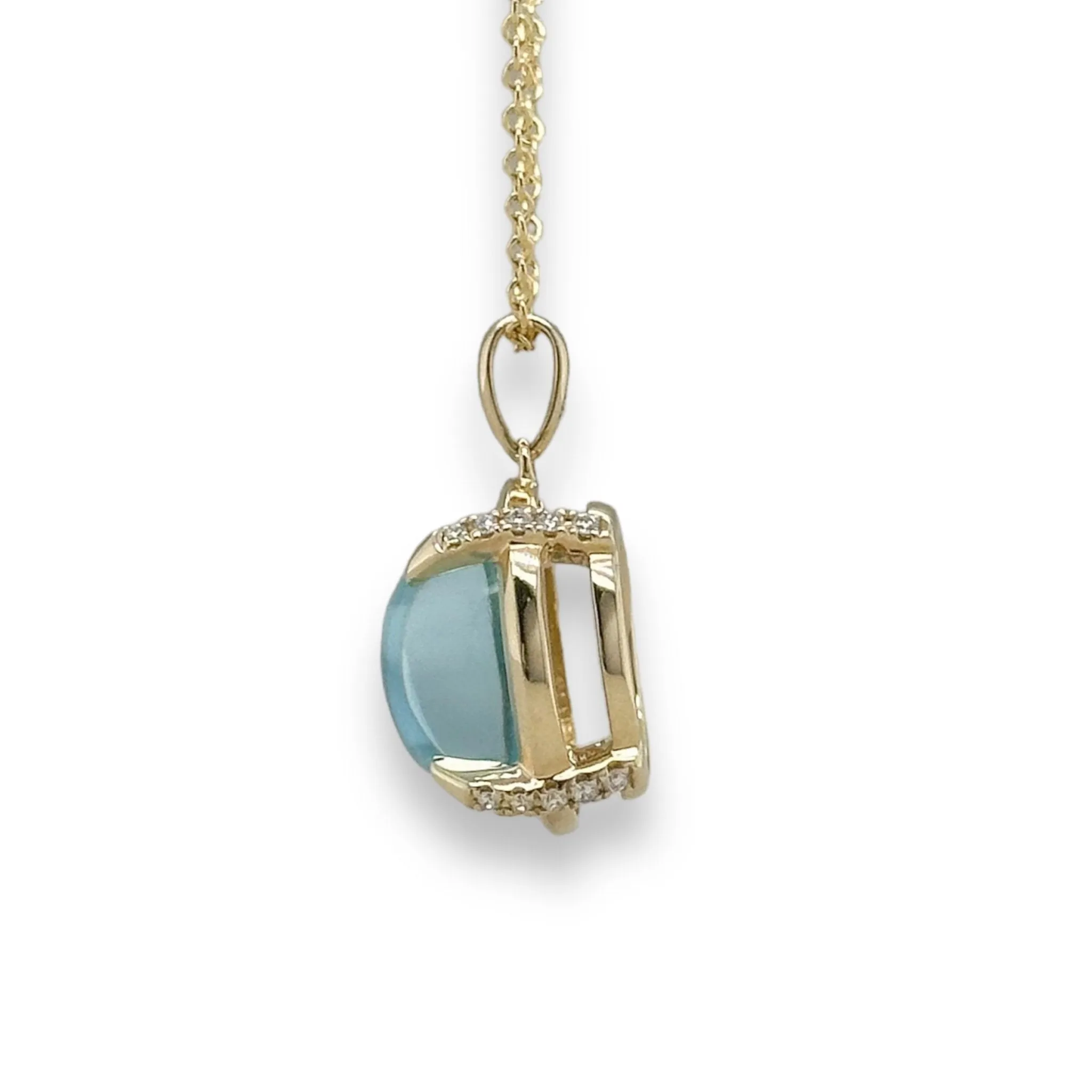 14K Y Gold 7.48ct Blue Topaz and 0.10cttw SI1/H Diamond Pendant